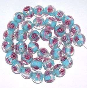 10mm SKY BLUE LAMPWORK GLASS ROUND Loose Beads 1 Strand  