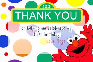 Polka Dot Elmo & Sesame Street Thank You Cards   You Print  