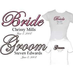 Personalized Bride/ Groom shirts script personalized Great Bridal 