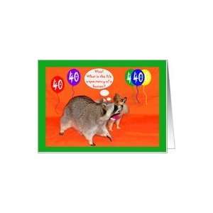   : 40th Birthday, Raccoon with Pomeranian, balloons Card: Toys & Games