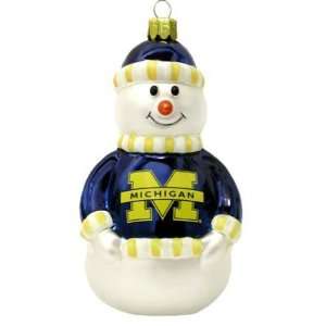  Michigan Wolverines Blown Glass Snowman Ornament: Sports 