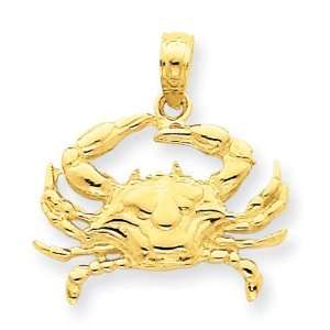 Blue Crab Pendant in 14k Yellow Gold