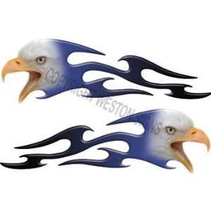  Tribal Blue Fade Eagle Flames   4.75 h x 17 w 