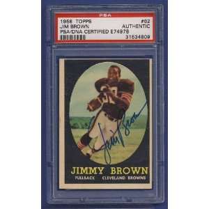  1958 Topps JIM BROWN Browns #62 Signed Card PSA/DNA 
