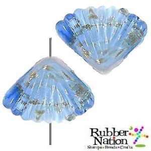  Ocean Sea Shell Lampwork Glass Focal Beads BLUE 8pc 27mm 1 
