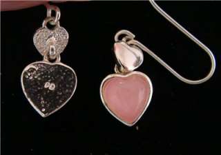 Cute, Cute silver and rose quartz sweetheart dangle pierced earrings 