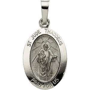  St. Jude Thaddeus Medal 15x11mm   14k/14kt white gold 