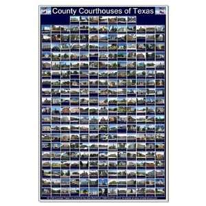  County Courthouses of Texas Large Blue Poster Architecture 