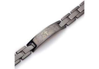 Stainless Steel Black Bible Mens Bracelet 8 P176  