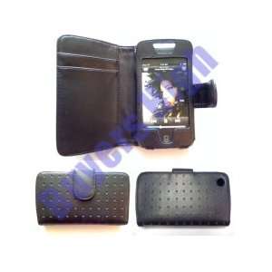  Duel Black Leather Wallet Case for the Apple iPhone 
