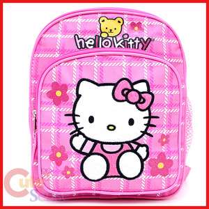   Kitty School Backpack Toddler Bag 10 :Pink Flowers with Teddy Bear