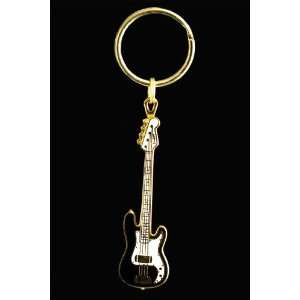  Electric Bass Guitar Key Chain   Black: Musical 