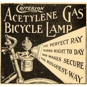  1899 Ad Criterion Acetylene Gas Bicycle Lamps Lighting 