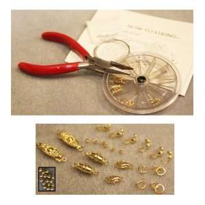  Bracelet Bead Stringing / Repair Starter Kit Goldtone Beading Kit 