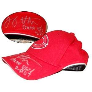  Game Used and Autographed Cap of Cincinnati Reds Joey 