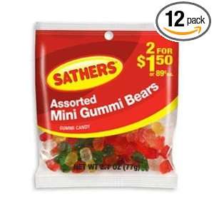  Sathers Assorted Mini Gummi Bears Candy 2.7 Oz   12 Ea 