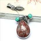 DDP54A BLOODSTONE EXHIBITS SILVER PENDANT FIT CHAIN NECKLACE