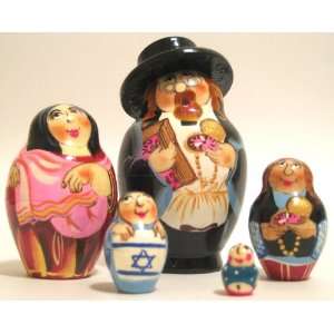 Jewish family Russian Nesting Doll * 5pc /4 in * m.j4 4