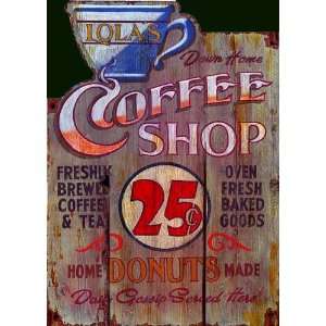  Customizable Lolas Coffee Shop Vintage Style Wooden Sign 