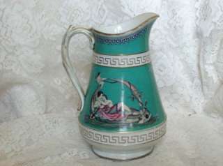 Here is an English pottery jug, titled Passages in the Voyage of Life 