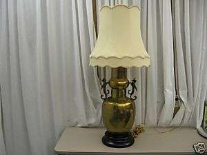 Large & Unusual Nice Brass Table Lamp With Bird Figures  
