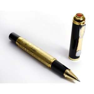   Golden 8 Horse, Black Cap & Tip 18kgp Roller Ball Pen