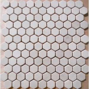 Crema Marfil 1 Inch Hexagon Tumbled Marble Mosaic Tile Backsplash CHA 
