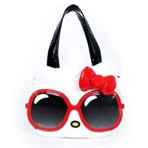    HELLO KITTY WHITE QUILTED FACE SUNLASSES TOTE BAG 