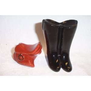  Equestrian Boot & Saddle Salt & Pepper Shakers: Kitchen 