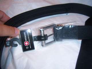 Zip Money BELT 34,Wengar, Swiss Army Black Leather  