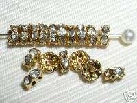 100 Swarovski Rondelle Spacer Beads 5mm Gold/Crystal  