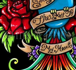 Swallow Queen Roses Tattoo Art 13x19 Print Loves Reign  