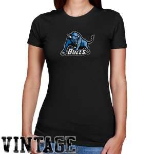 Buffalo Bulls Ladies Black Distressed Logo Vintage Slim Fit T shirt