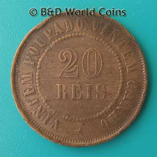 BRAZIL REPUBLIC 1897 20 REIS 25mm BRONZE BRAZILIAN COIN LOW MINT DATE 