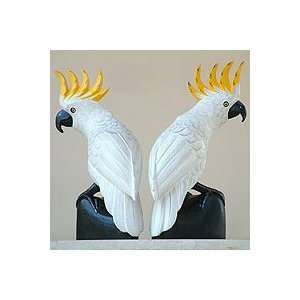  Wood sculptures, White Cockatoos (pair): Home & Kitchen