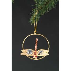   Dragonfly Swarovski Crystal 24k Gold Plated Ornament: Home & Kitchen