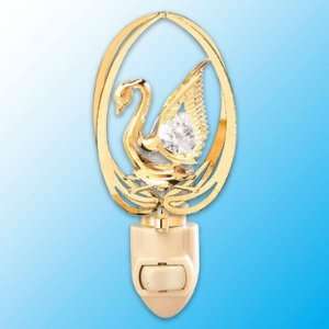  24k Gold Swan in Elipse Night Light   Clear Swarovski 