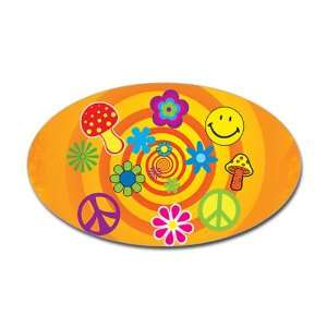  Sticker (Oval) 70s Spiral Peace Symbol 