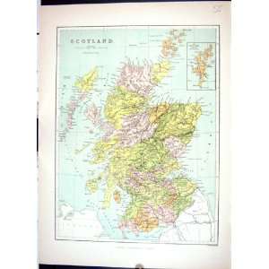   Map Scotland 1886 Orkney Shetland Hebrides Islay Bute: Home & Kitchen