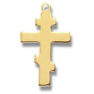   Gold Over Sterling Plain Greek Cross   18 Chain  Gift Boxed Jewelry