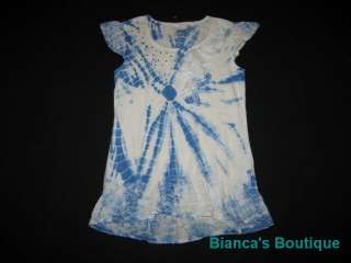   Blue Jewels Tie Dye Shirt Girls 12 Summer Clothes (NO JEWELS)  