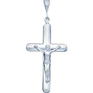  14K White Gold Crucifix Pendant Jewelry