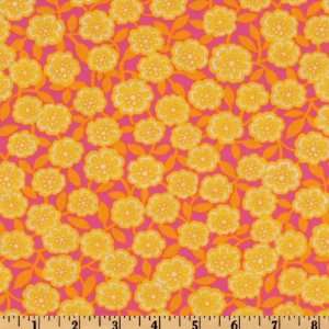  44 Wide Sunny Daze Floral Pink Fabric By The Yard: Arts 