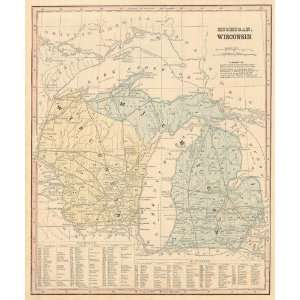    Smith 1860 Antique Map of Michigan & Wisconsin: Office Products
