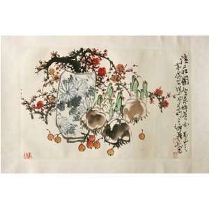   , Lily Bulbs, Lychees   Watercolor on Rice Paper: Home & Kitchen