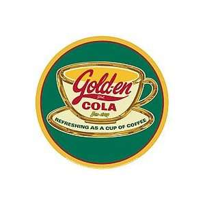 Golden Cola Round Cup & Saucer Metal Sign