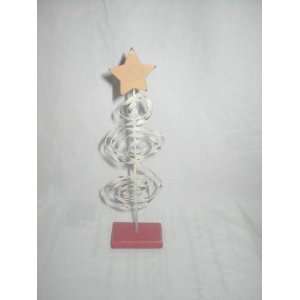 Spiral Metal Christmas Tree Figure in White