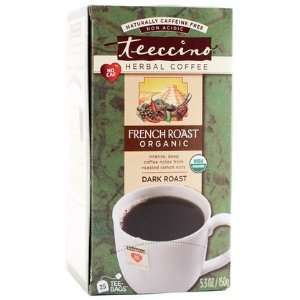 Teeccino Caffeine Free Herbal Coffee, French Roast, 25 ct Tea Bags, 2 