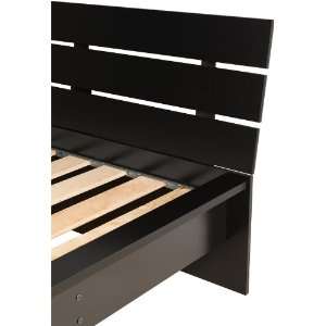   Black Queen Platform Bed with Integrated Headboard: Home & Kitchen