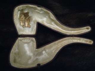   Carved Meerschaum Smoker Pipe From Adler Budapest With Case  